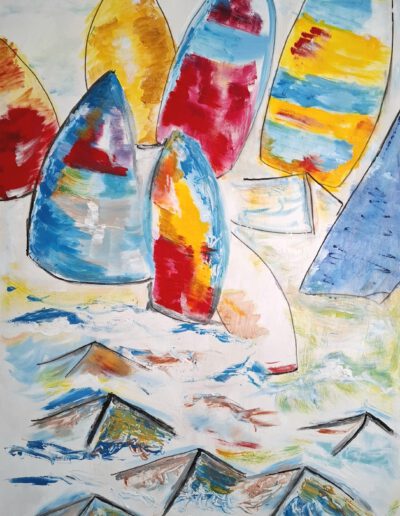 Sails and Vessel XL, 75 X 115 CM Gemengde techniek