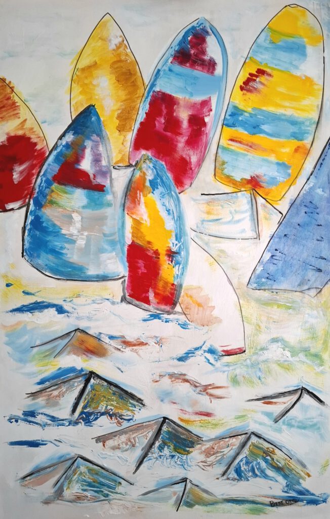 Sails and Vessel XL, 75 X 115 CM Gemengde techniek