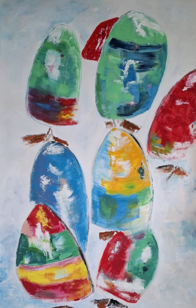 Sails and Vessel XL, 75 X 115 CM Gemengde techniek