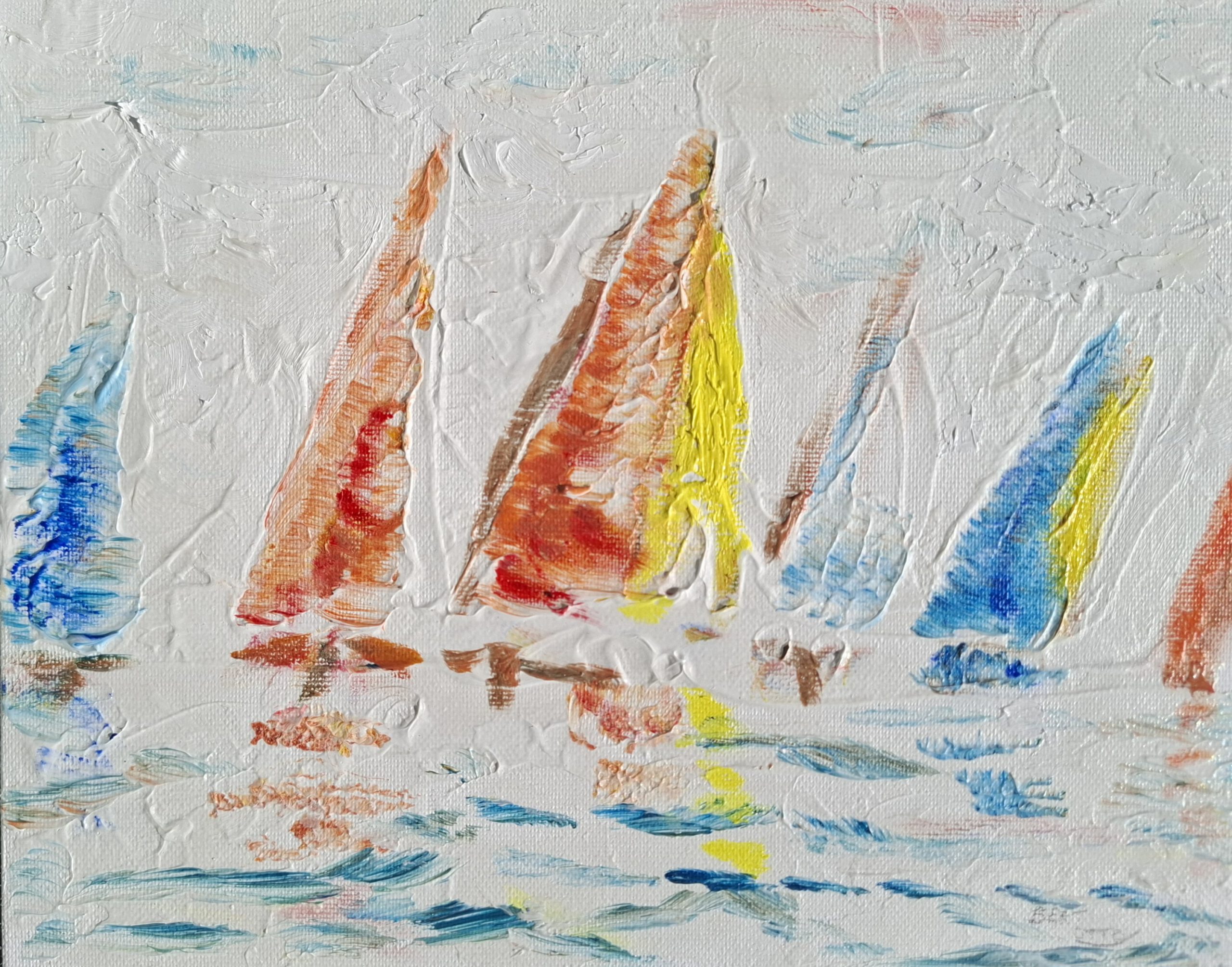 Sailing, zeilschip, olieverf op paneel van Bert Otto, 24 bij 30 cm