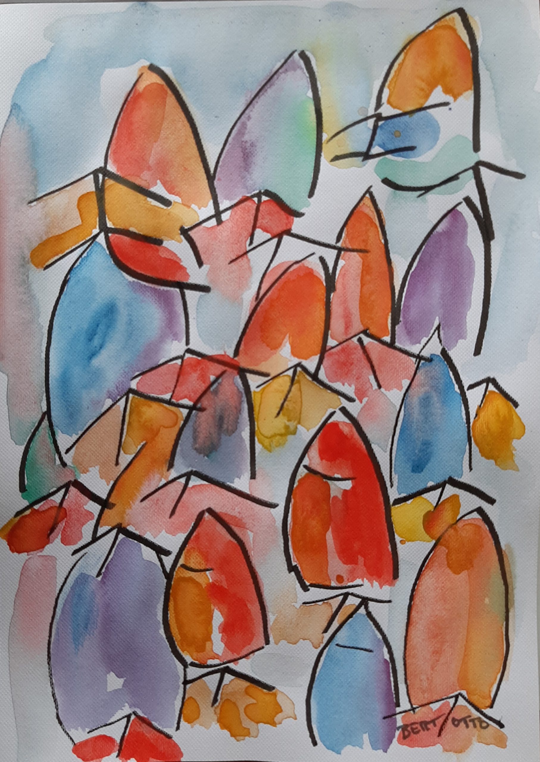 Sails & Vessels IX, mixed-media werk met zeilen en casco van Bert Otto