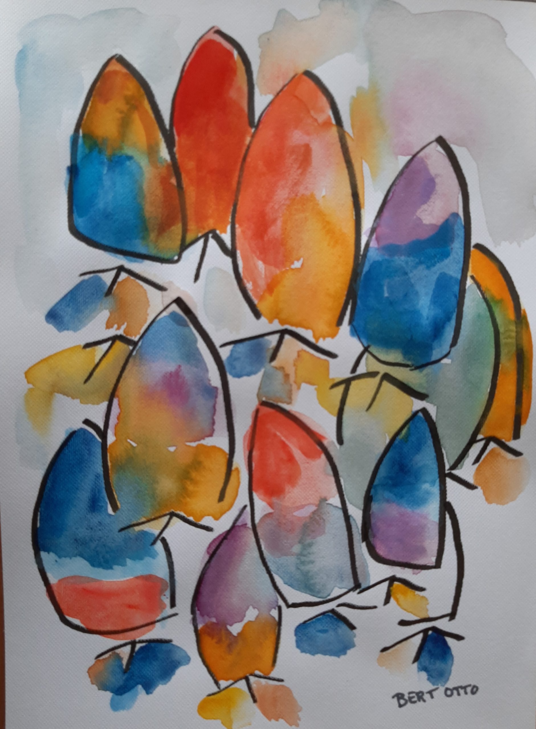 Sails & Vessels VIII, mixed-media werk met zeilen en casco van Bert Otto