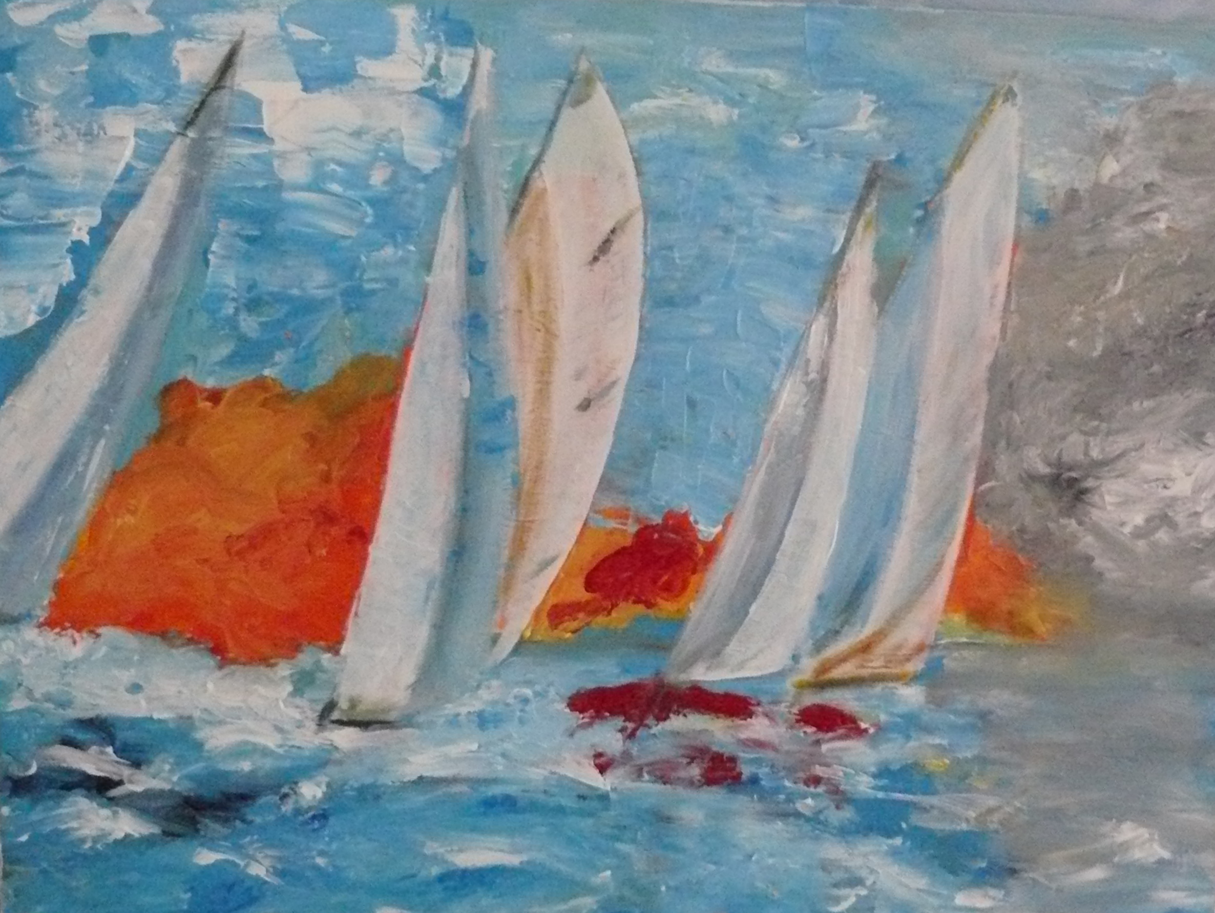 The Race, zeilwedstrijd op zee, werk van Bert Otto