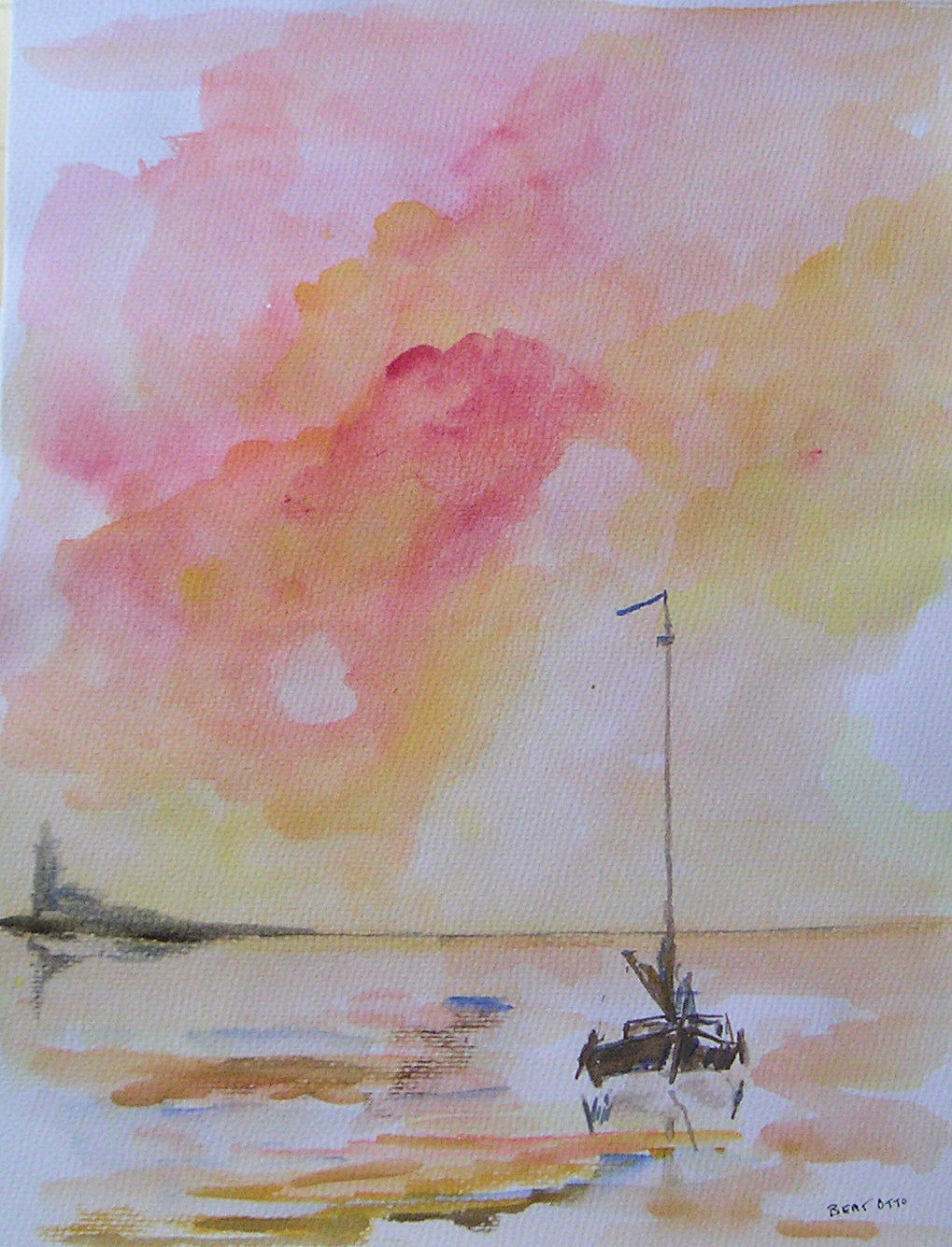 Avond op het Water, avondlicht over het water, werk van Bert Otto