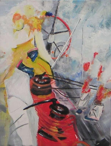 Man on Deck, figuur aan dek, modern werk van Bert Otto