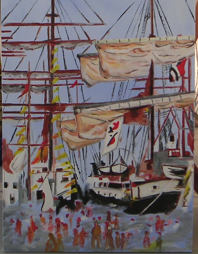 Sail Amsterdam 2005, tallships op het IJ, werk van Bert Otto
